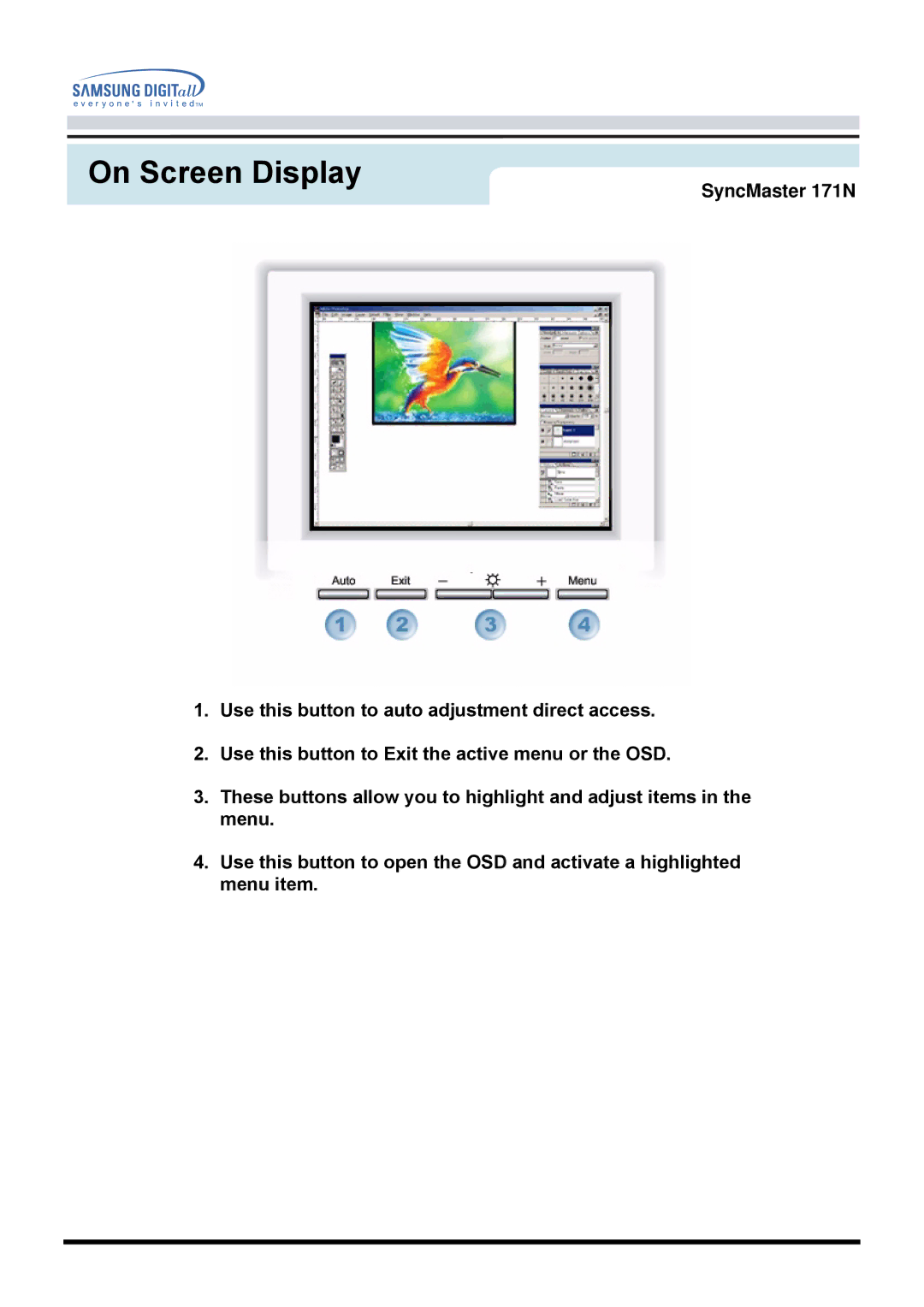 Samsung GH17ASMB/XSJ, GH17ASCB/XSJ, GH17ASBN/XSJ, NB17ASCB, GH17ASPS/EDC, GH17ASPB/EDC, GH17ASAS/EDC manual On Screen Display 