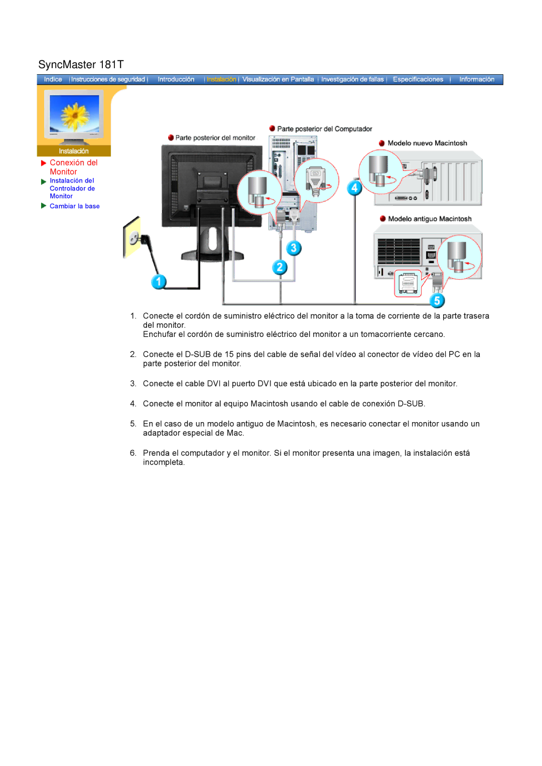 Samsung GH17ASAB/EDC, GH17ASPS/EDC, GH17ASAS/EDC manual Conexión del Monitor 