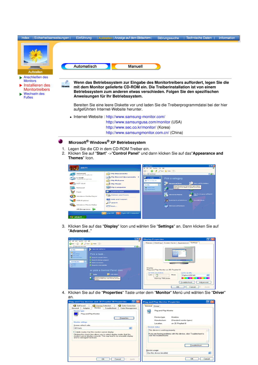 Samsung GH17ASPS/EDC, GH17ASAS/EDC manual Microsoft Windows XP Betriebssystem 