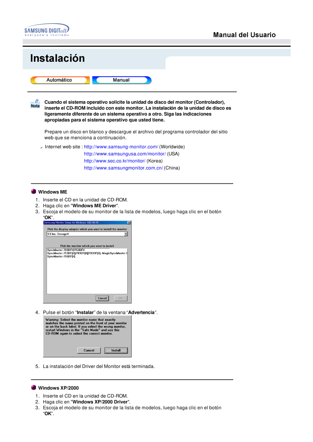 Samsung GH17BSPN/EDC, GH17BSAN/EDC, GH17BSAS/EDC manual Windows ME 