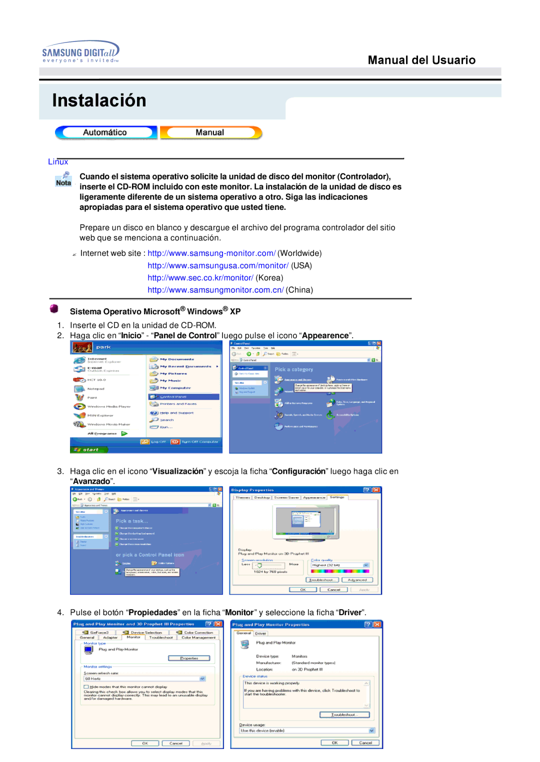 Samsung GH17BSAS/EDC, GH17BSPN/EDC, GH17BSAN/EDC manual Sistema Operativo Microsoft Windows XP 