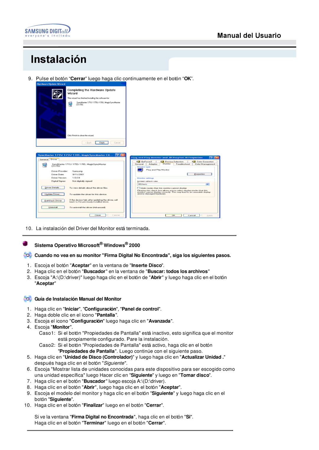 Samsung GH17BSAN/EDC, GH17BSPN/EDC, GH17BSAS/EDC manual Instalación 