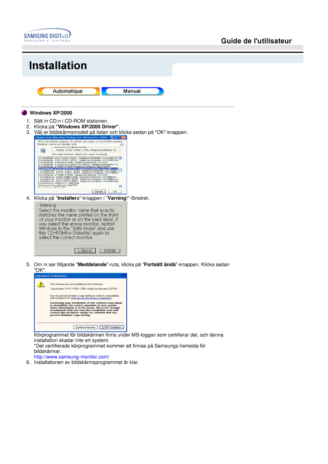 Samsung GH17BSPN/EDC, GH17BSPNV/EDC, GH17BSAN/EDC, GH17BSAS/EDC manual Windows XP/2000 