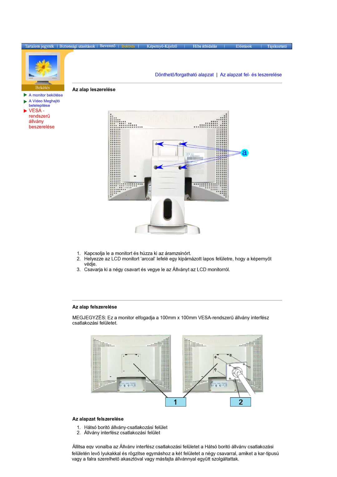 Samsung GH17BSPNV/EDC manual Az alap leszerelése, Az alap felszerelése, Az alapzat felszerelése 