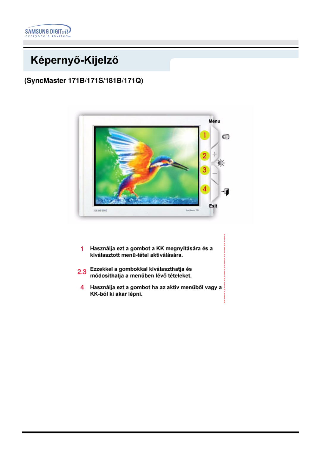 Samsung GH17BSPNV/EDC manual Képernyő-Kijelző 