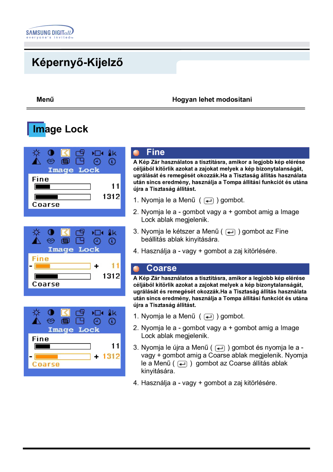 Samsung GH17BSPNV/EDC manual Fine, Coarse 