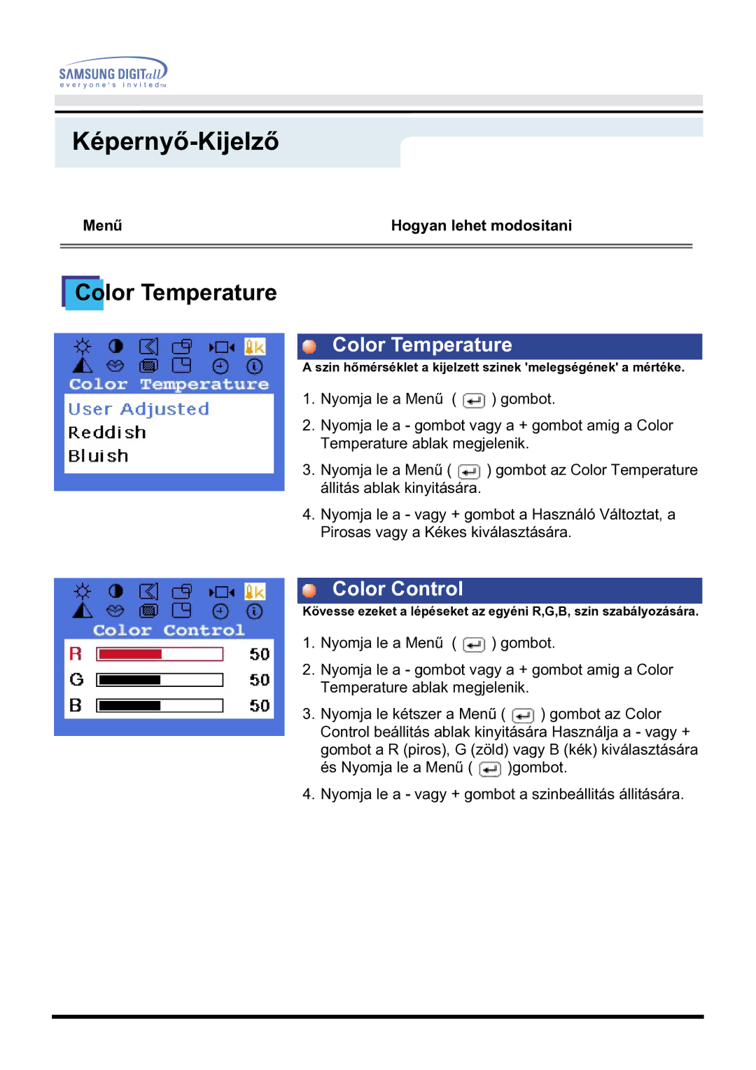 Samsung GH17BSPNV/EDC manual Color Temperature, Color Control 