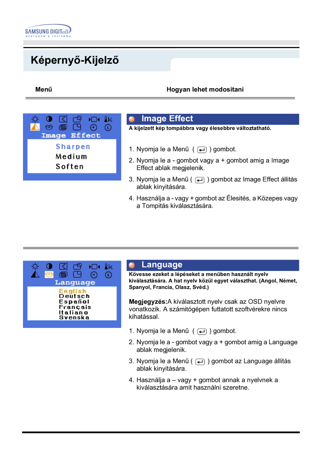 Samsung GH17BSPNV/EDC manual Image Effect, Language 