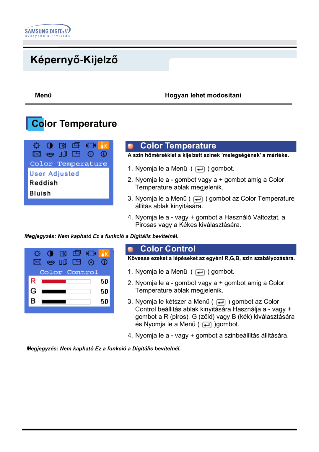 Samsung GH17BSPNV/EDC manual Color Temperature 