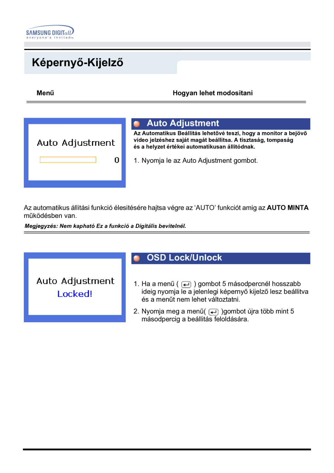 Samsung GH17BSPNV/EDC manual Auto Adjustment 