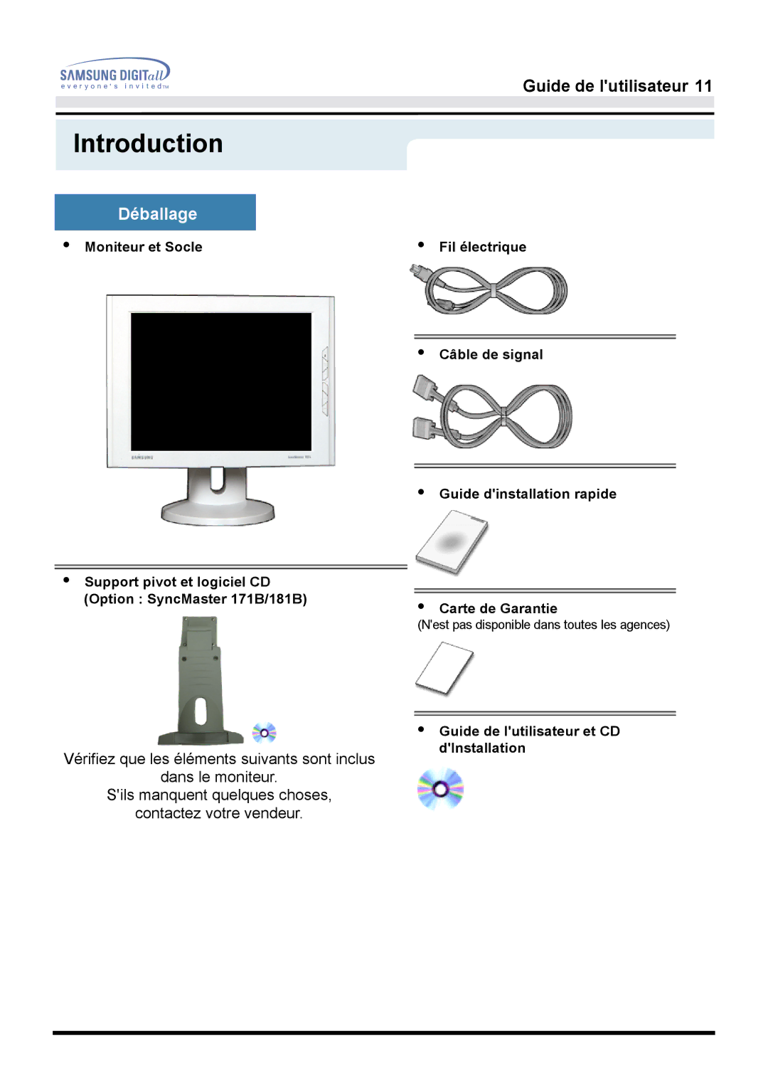 Samsung GH17LSSBJ/EDC, GH17ESSNZ/EDC, GH17LSASJ/EDC, GH17LSAS/EDC Introduction, Guide de lutilisateur et CD dInstallation 