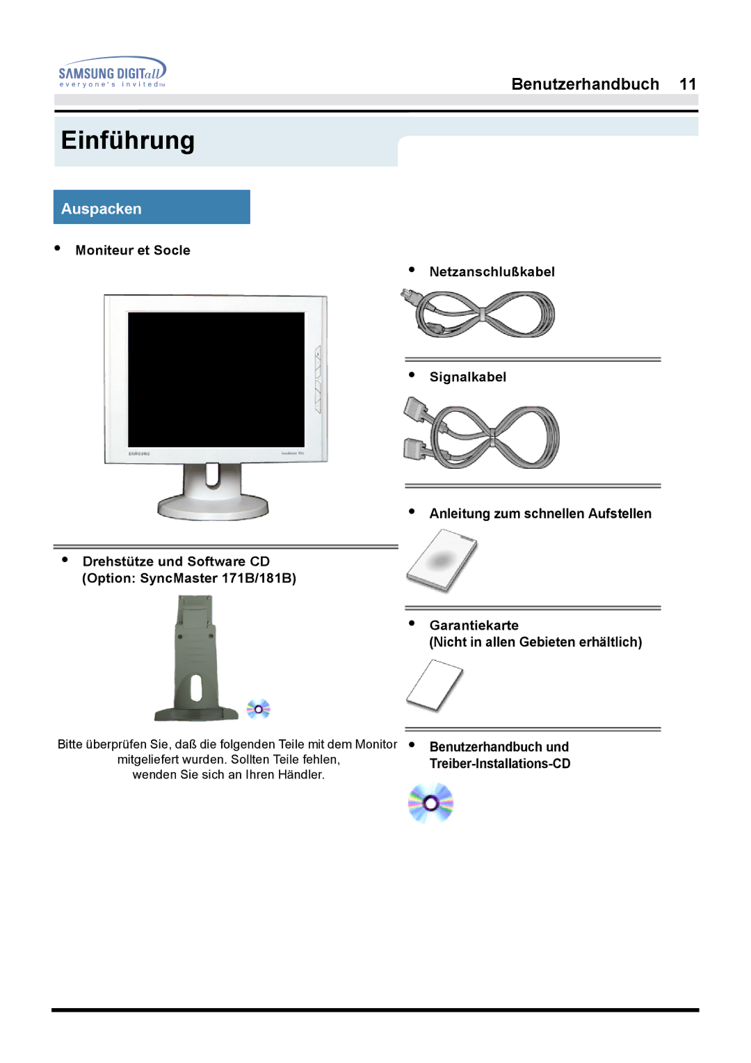 Samsung GH17LSAB/EDC, GH17HSSN/EDC, GH17ESSNZ/EDC, GH17LSASJ/EDC, GH17LSAS/EDC, GH17LSSS, GH17LSSB/EDC Einführung, Auspacken 