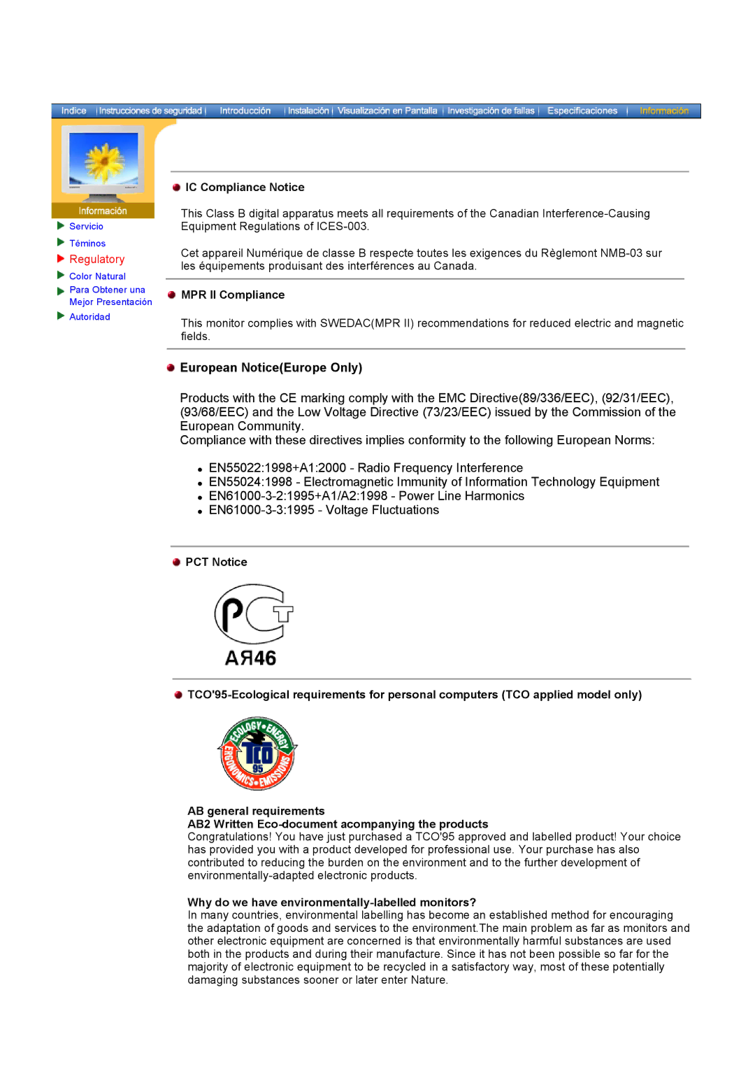 Samsung GH19PSAS/EDC manual IC Compliance Notice, MPR II Compliance, Why do we have environmentally-labelled monitors? 