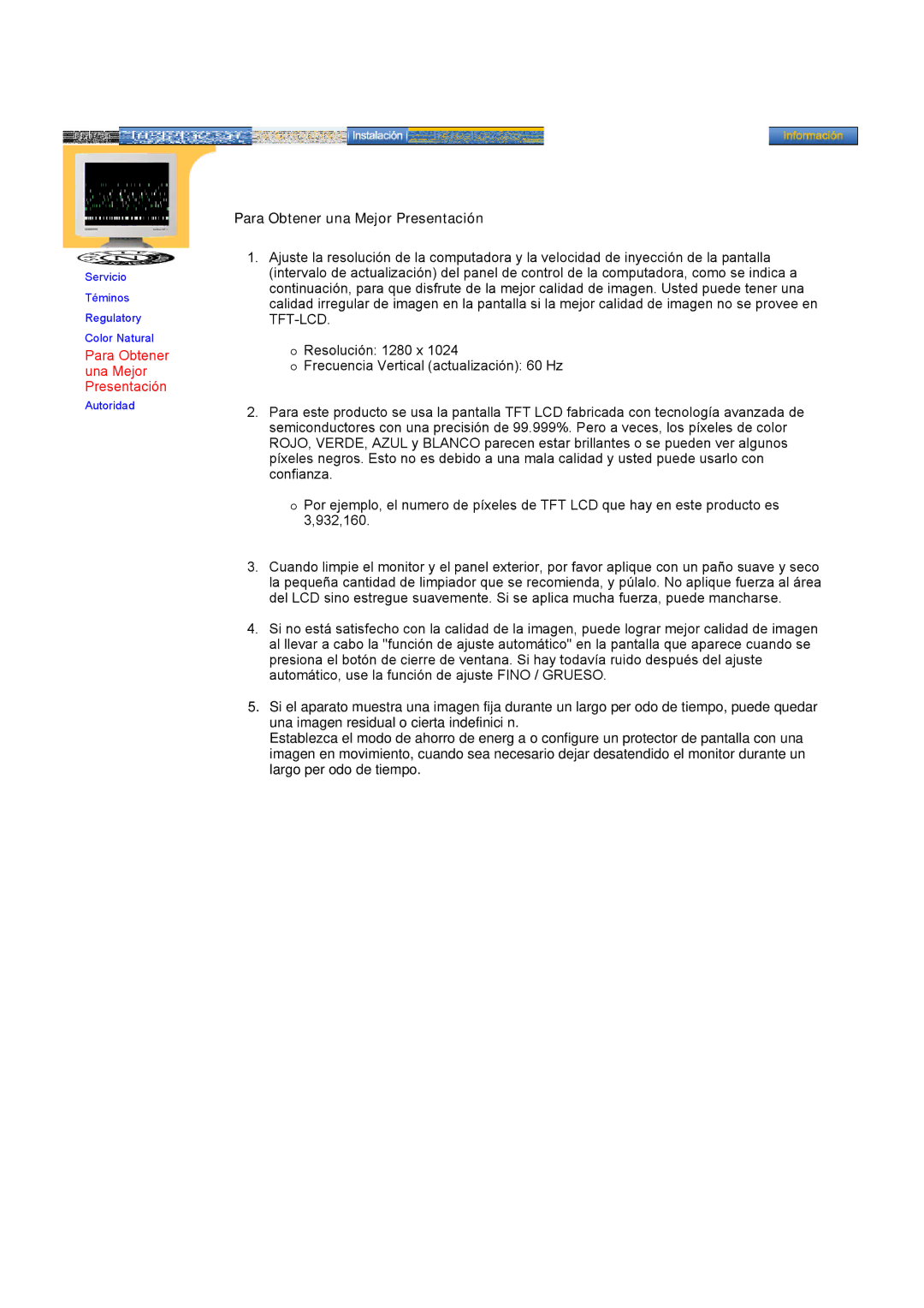 Samsung GH17ASPS/EDC, GH17HSSN/EDC, GH19AWBN/EDC, GH17ESSNZ/EDC, GH17LSAS/EDC manual Para Obtener una Mejor Presentación 