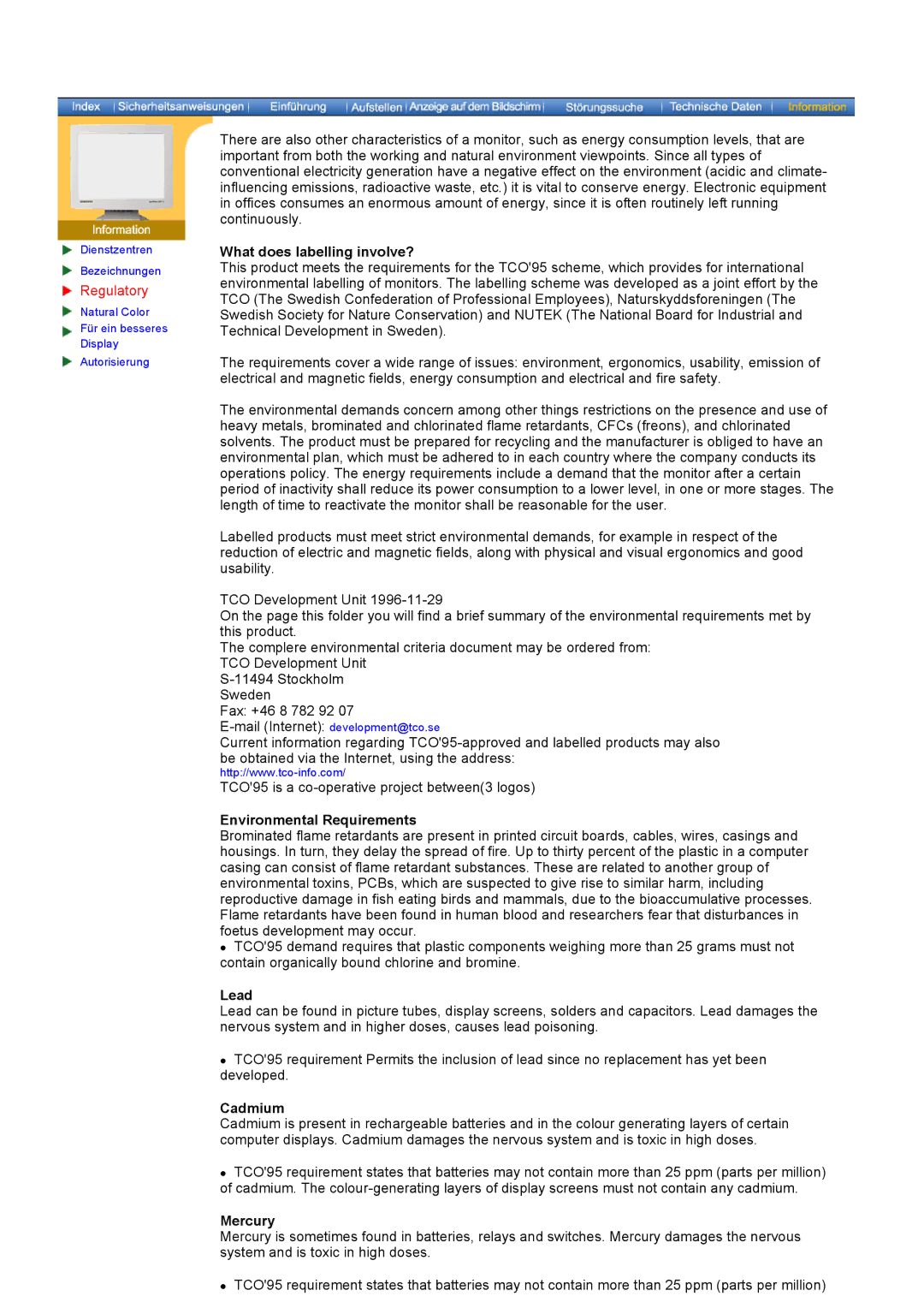 Samsung GH17LSSS, GH17HSSN/EDC, GH19PSAS What does labelling involve?, Environmental Requirements, Lead, Cadmium, Mercury 