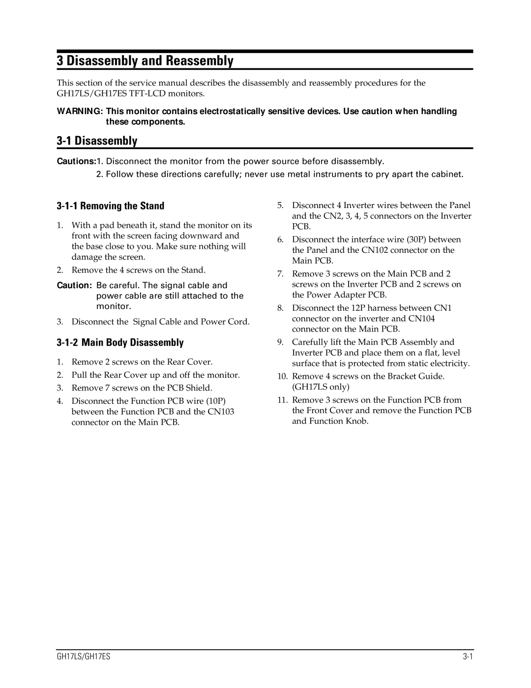 Samsung GH17LS specifications Disassembly and Reassembly 