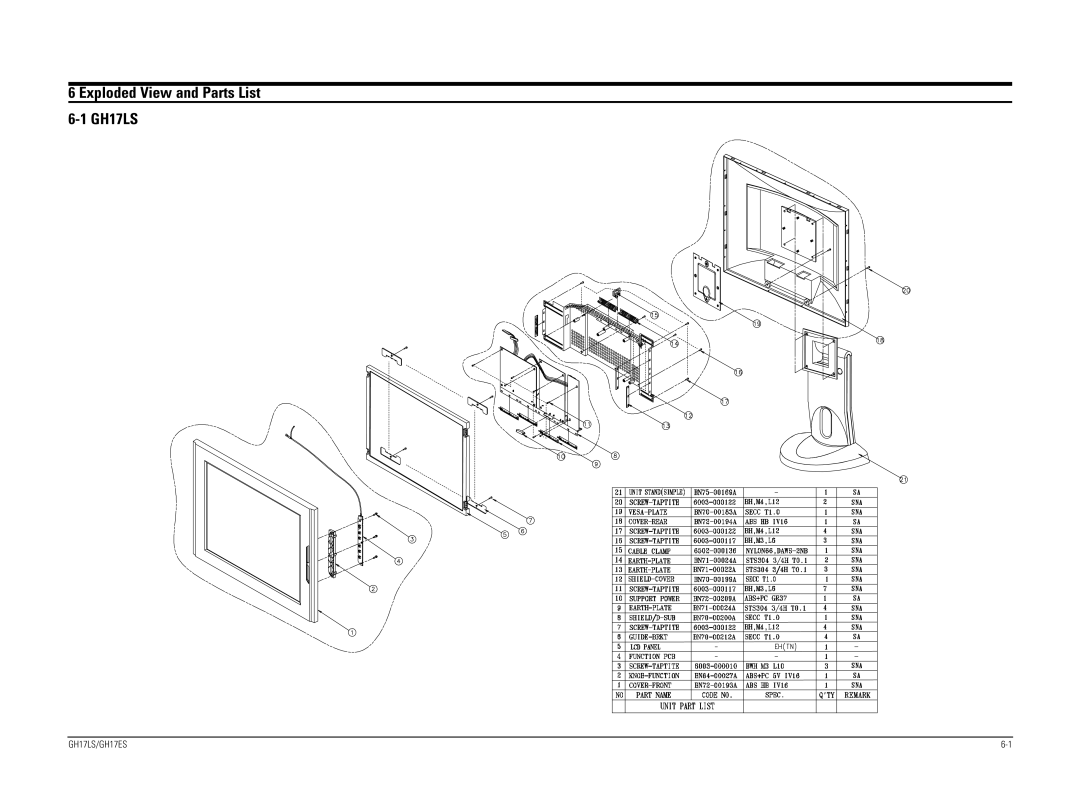 Samsung specifications Exploded View and Parts List GH17LS 