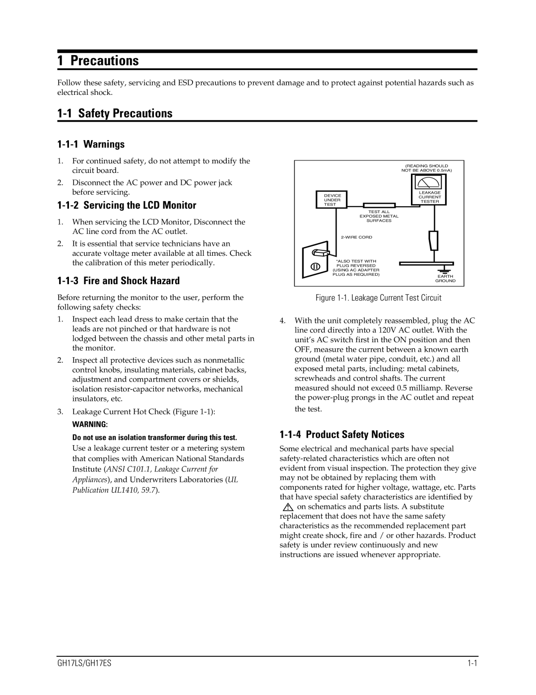 Samsung GH17LS specifications Safety Precautions 