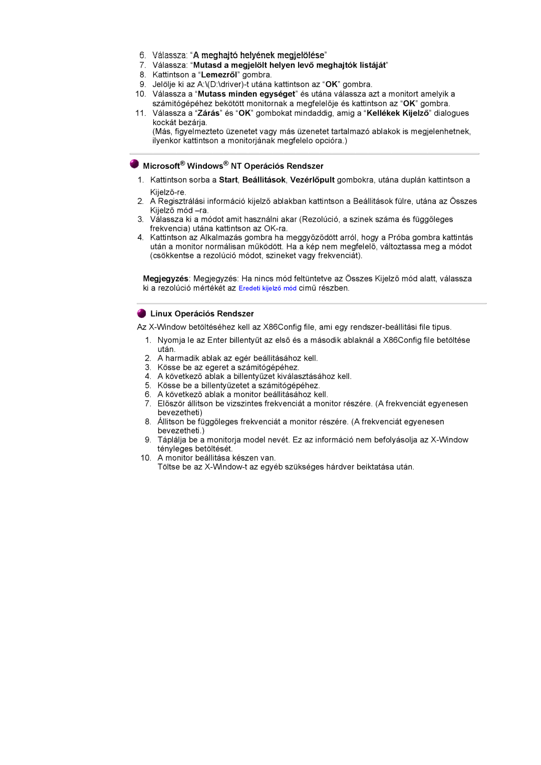 Samsung GH19BSAS/EDC, GH17LSAS/EDC, GH17LSANJ/EDC manual Microsoft Windows NT Operációs Rendszer, Linux Operációs Rendszer 