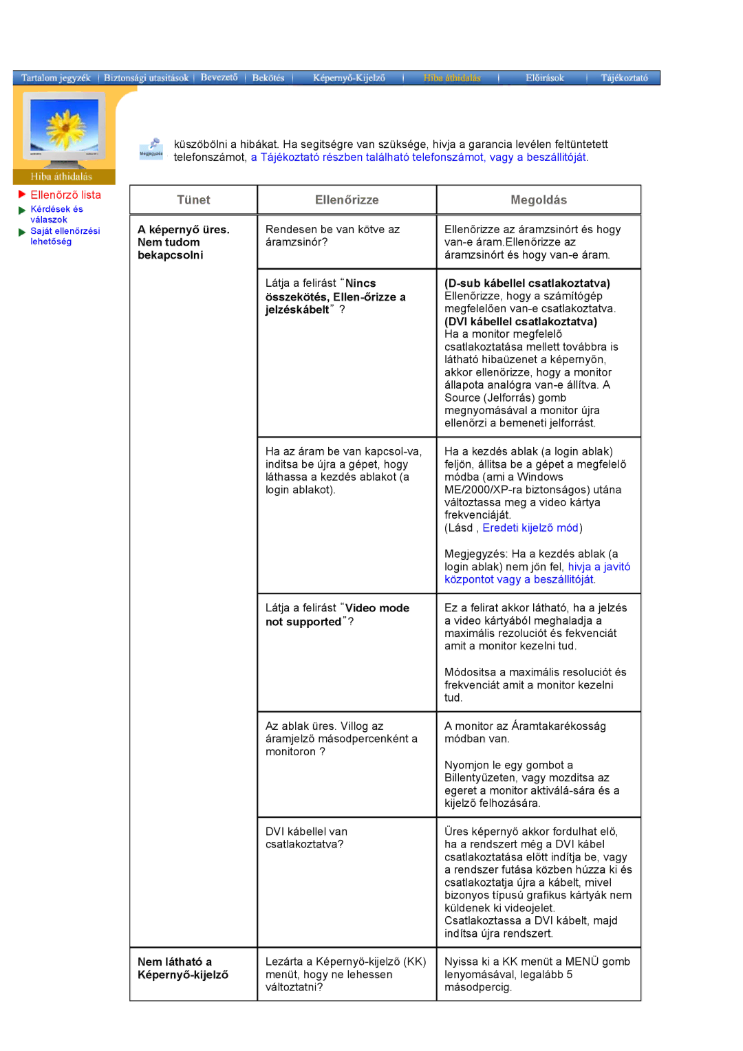 Samsung GH17LSAN/EDC, GH17LSAS/EDC, GH17LSANJ/EDC manual Ellenőrző lista, Not supported?, Nem látható a, Képernyő-kijelző 