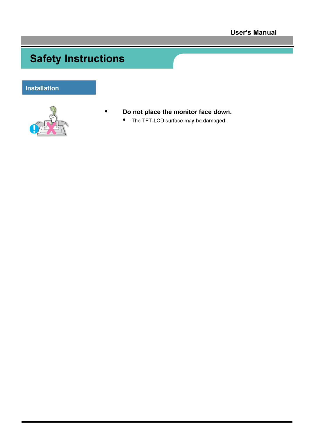 Samsung GH15LUSN/XSJ, GH17LUSN/XSJ manual Do not place the monitor face down 