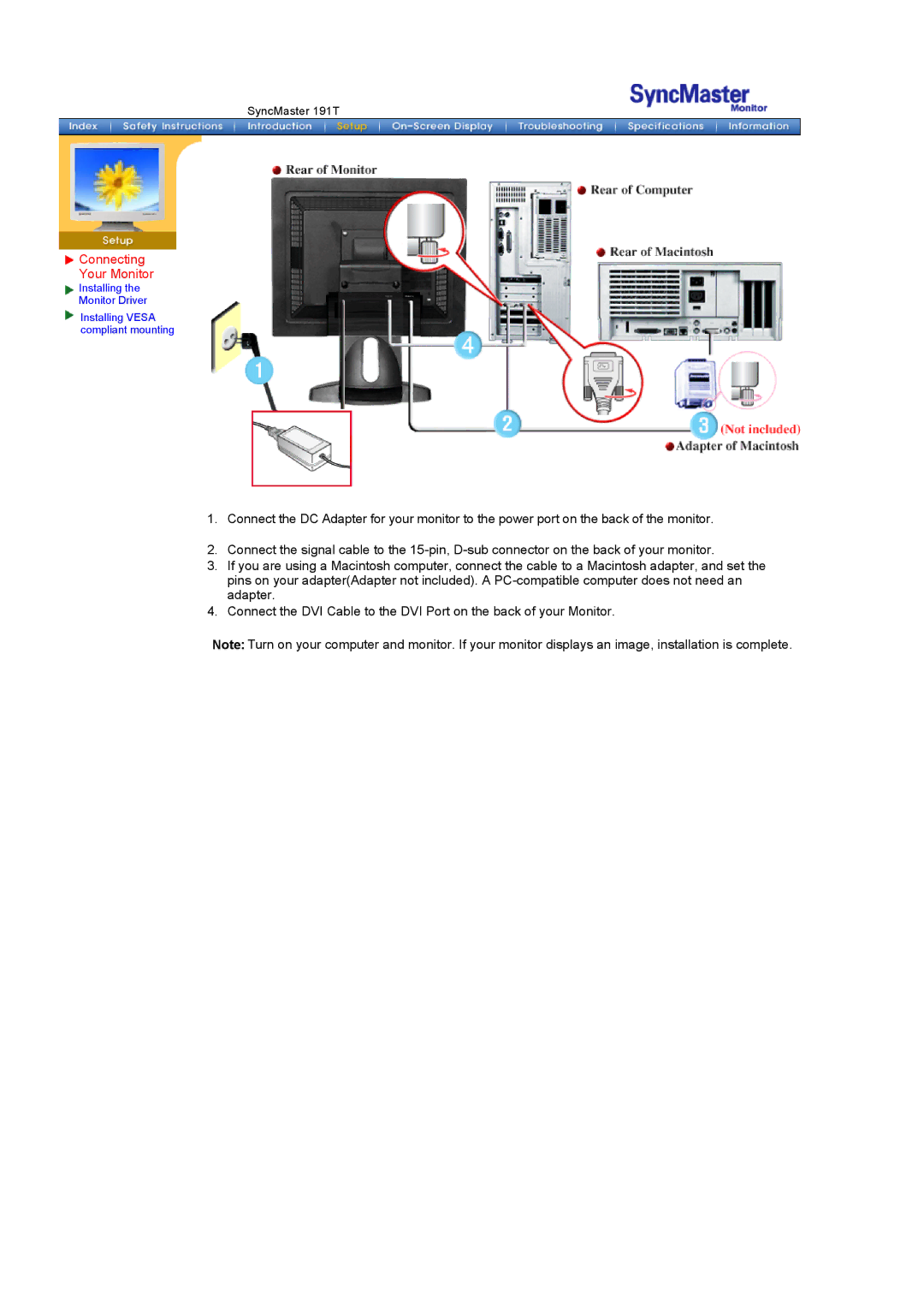 Samsung GH18PSAN/EDC, GH18PSAB/XSJ, GH18PSSS/EDC, GH18PSAS/EDC, GH18PSSB/EDC, GH18PSAS/ILC manual Connecting Your Monitor 