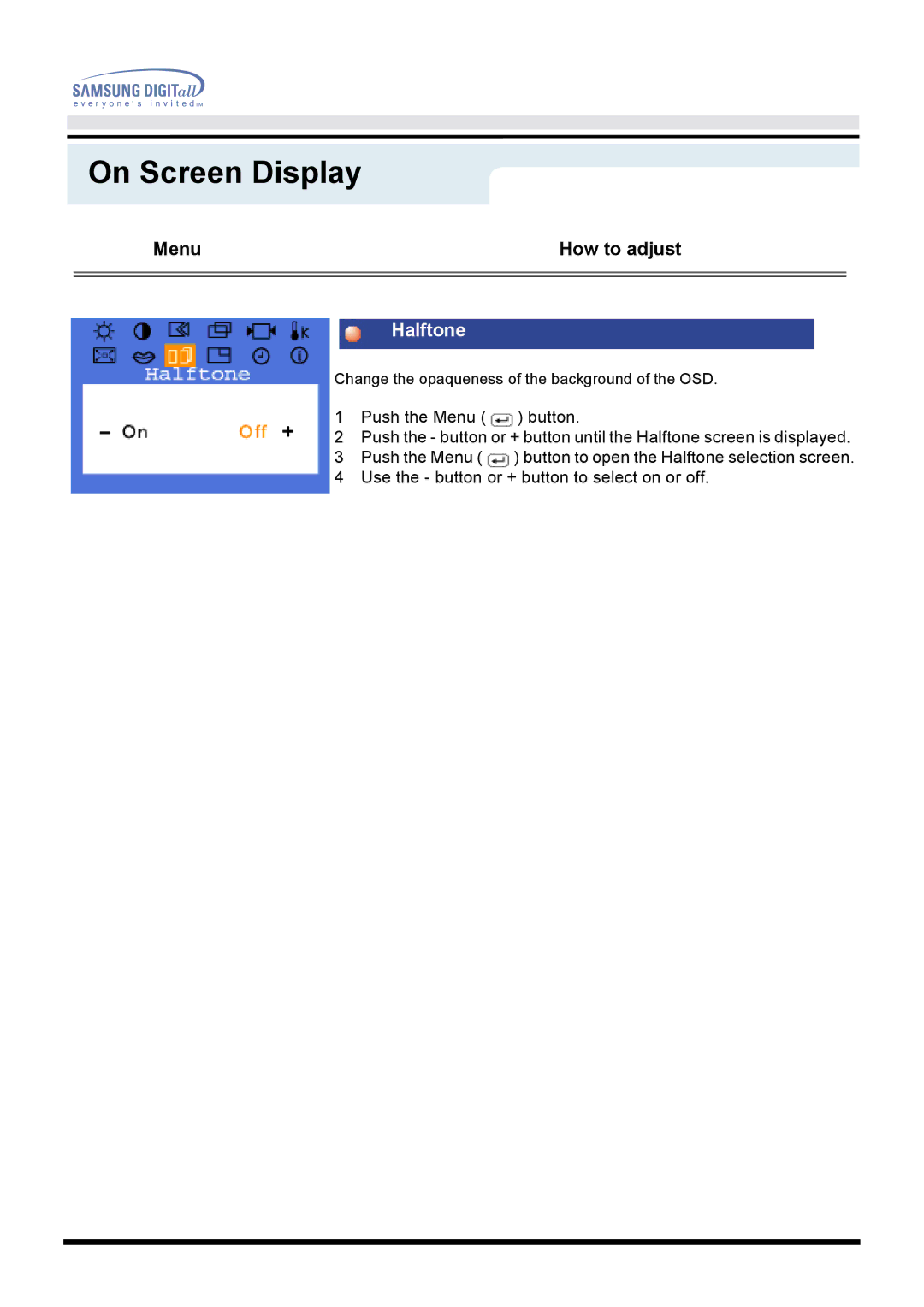 Samsung GH18PSAB/XSJ, GH18PSAN/EDC, GH18PSSS/EDC, GH18PSAS/EDC, GH18PSSB/EDC, GH18PSAS/ILC manual Halftone 