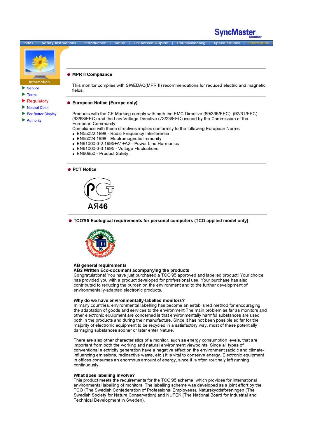 Samsung GH18PSAS/ILC MPR II Compliance, European Notice Europe only, Why do we have environmentally-labelled monitors? 