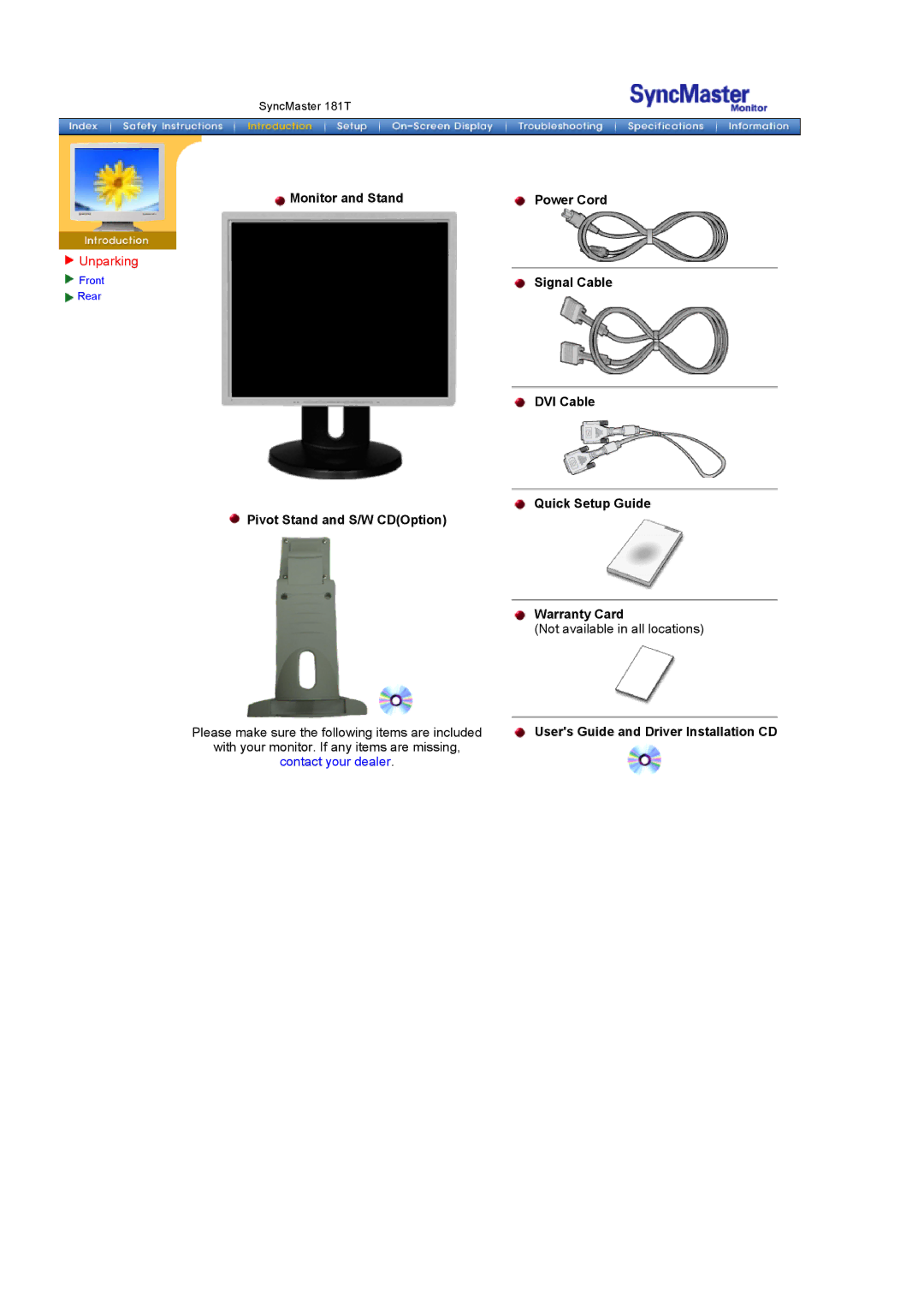 Samsung GH18PSAB/XSJ, GH18PSAN/EDC, GH18PSSS/EDC, GH18PSAS/EDC, GH18PSSB/EDC, GH18PSAS/ILC manual Unparking, Monitor and Stand 