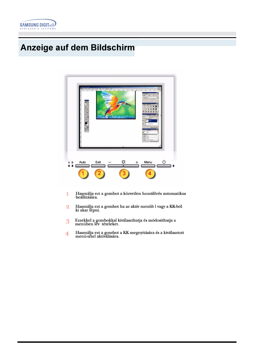 Samsung GH18PSAN/EDC, GH18PSSS/EDC, GH18PSAS/EDC manual Anzeige auf dem Bildschirm 