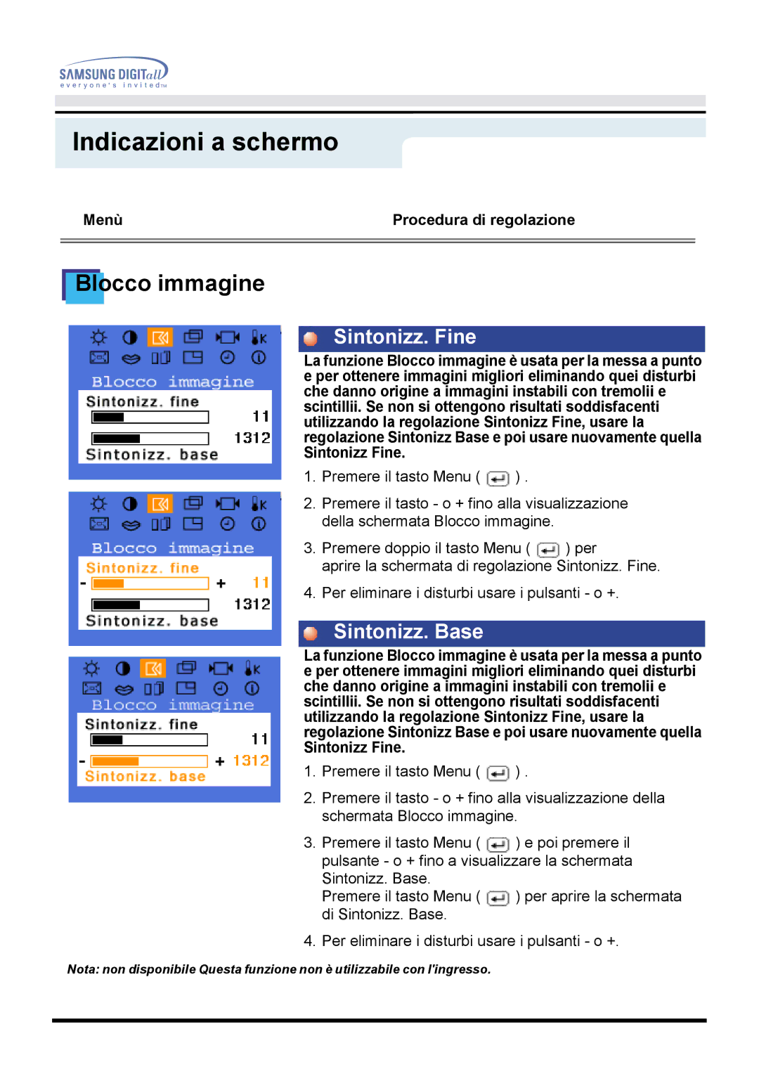 Samsung GH18PSAS/EDC manual Sintonizz. Fine, Sintonizz. Base 