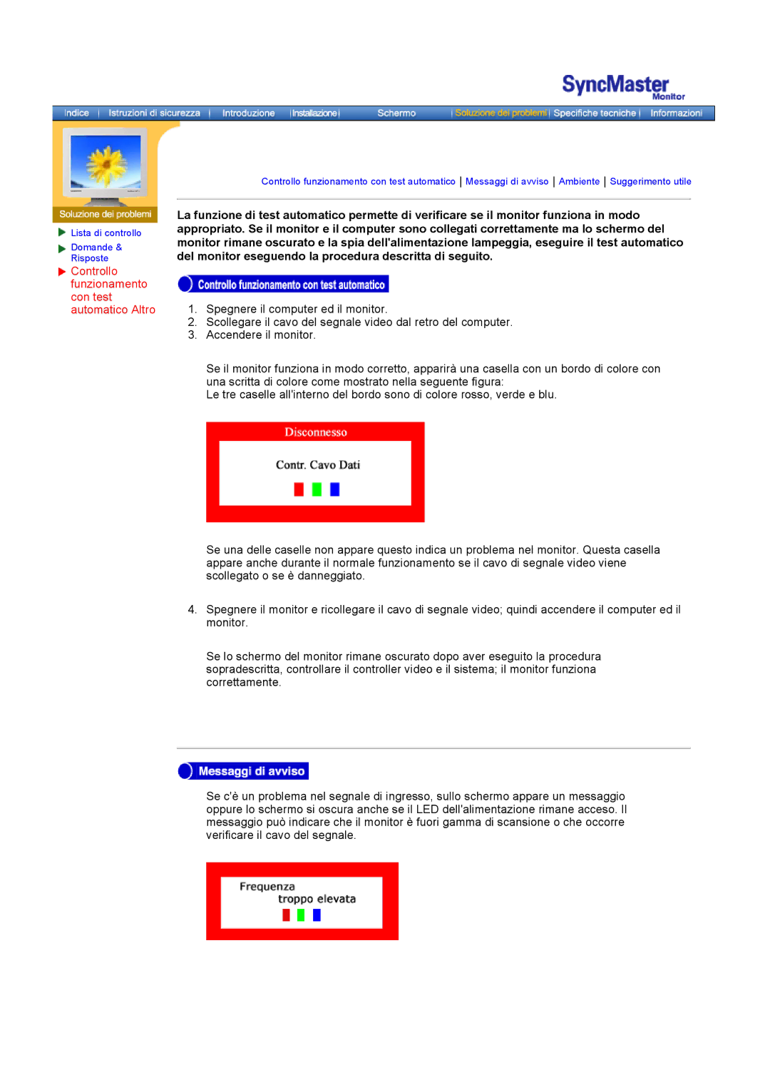 Samsung GH18PSAS/EDC manual Controllo funzionamento con test automatico Altro 