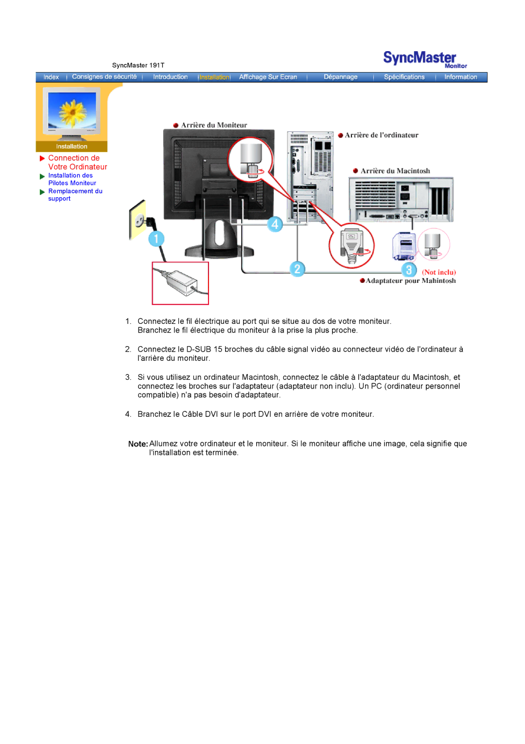 Samsung GH18PSSS/EDC, GH18PSAS/EDC, GH18PSSB/EDC manual Connection de Votre Ordinateur 