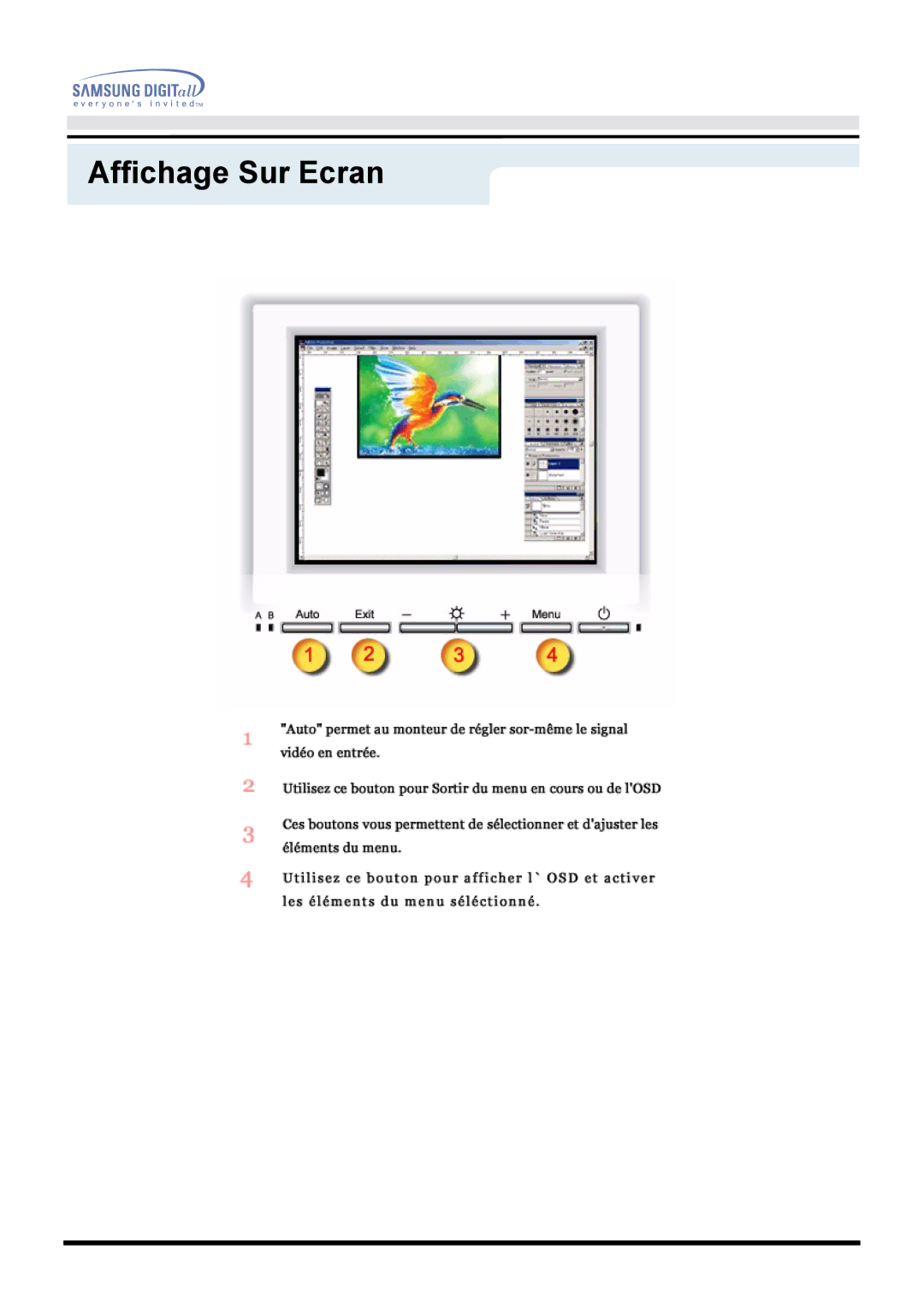 Samsung GH18PSSS/EDC, GH18PSAS/EDC, GH18PSSB/EDC manual Affichage Sur Ecran 