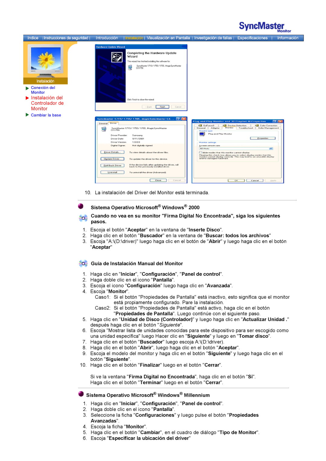 Samsung GH18PSSS/EDC, GH18PSAS/EDC manual Escoja Especificar la ubicación del driver 