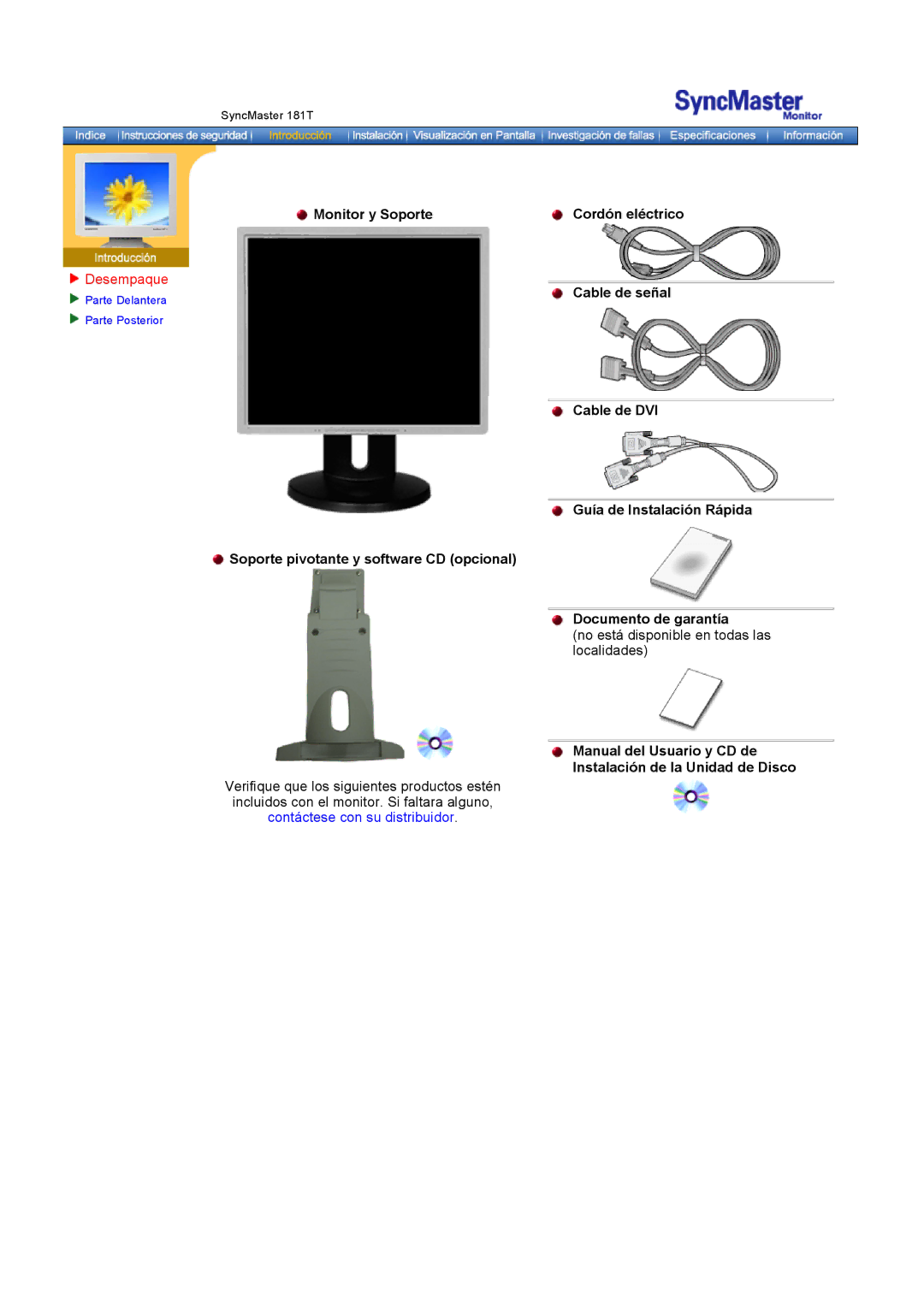 Samsung GH18PSAS/EDC, GH18PSSS/EDC manual Desempaque, Manual del Usuario y CD de Instalación de la Unidad de Disco 