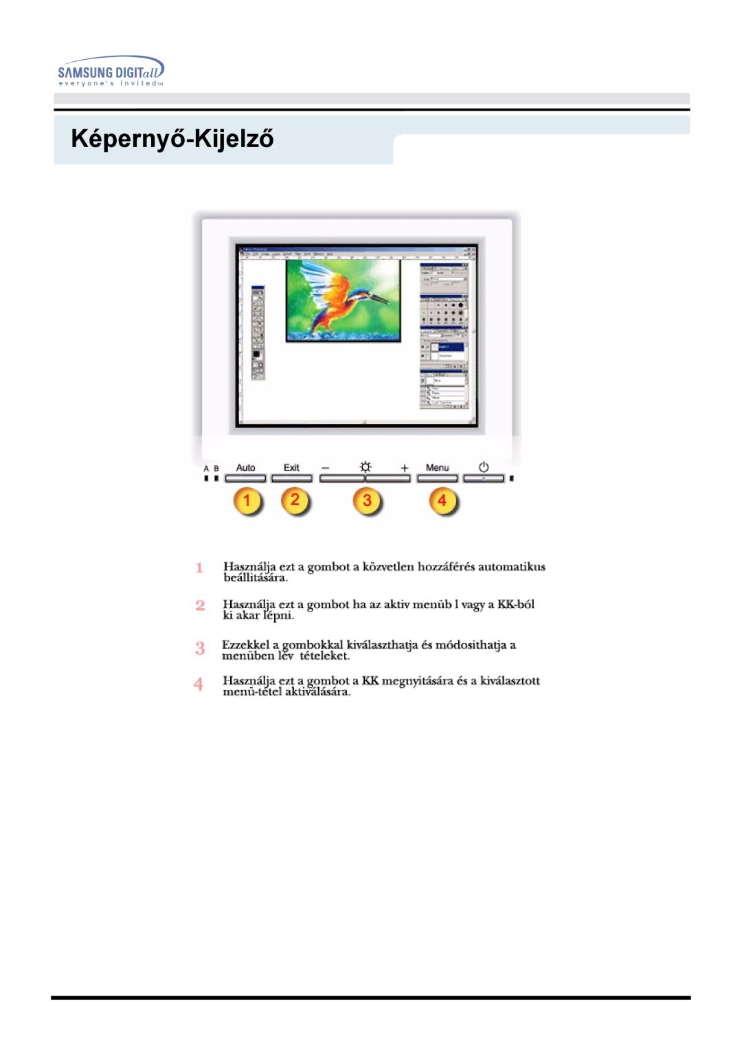 Samsung GH18PSSS/EDC, GH18PSAS/EDC manual Képernyő-Kijelző 