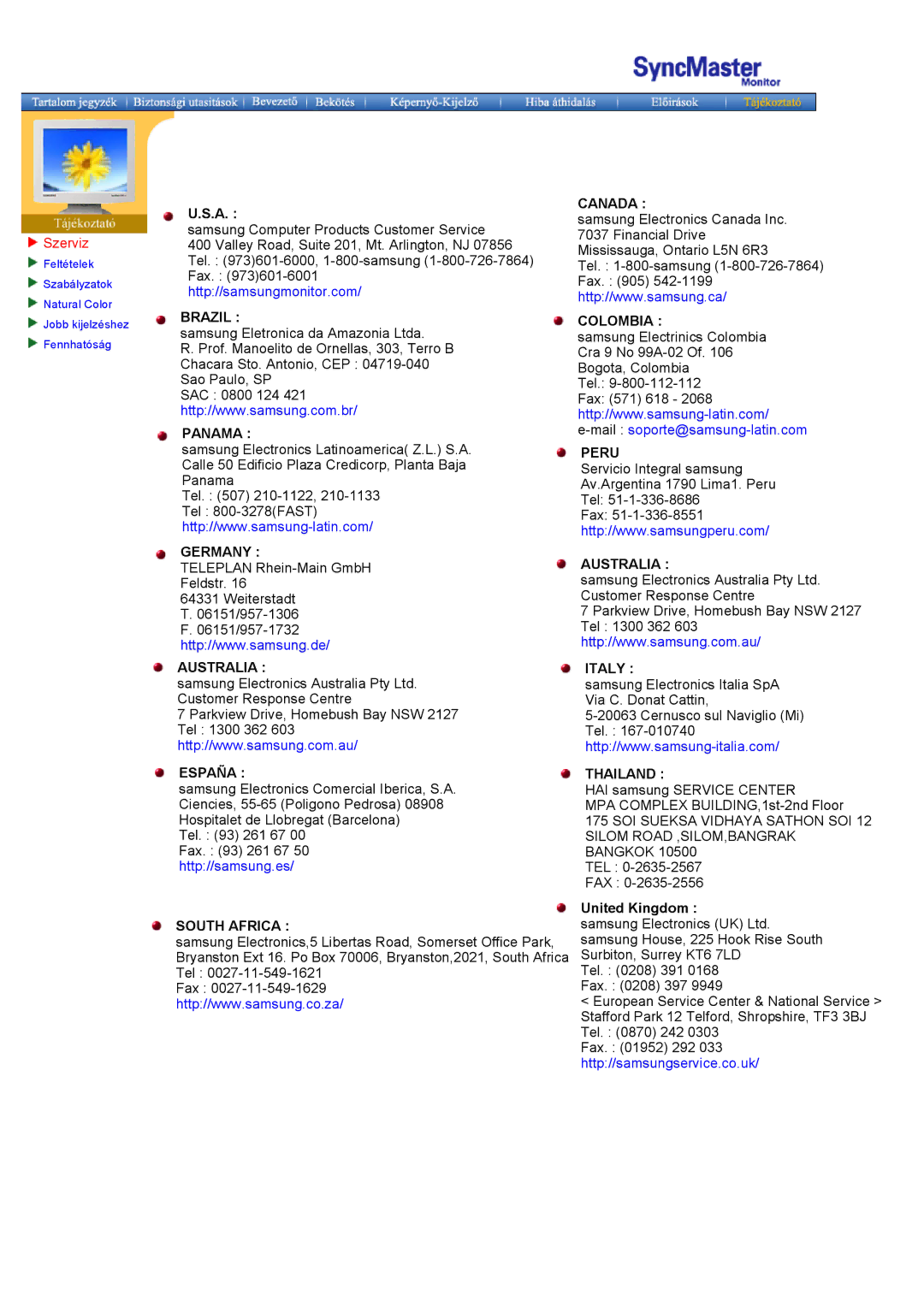 Samsung GH18PSSS/EDC, GH18PSAS/EDC manual Szerviz, United Kingdom 