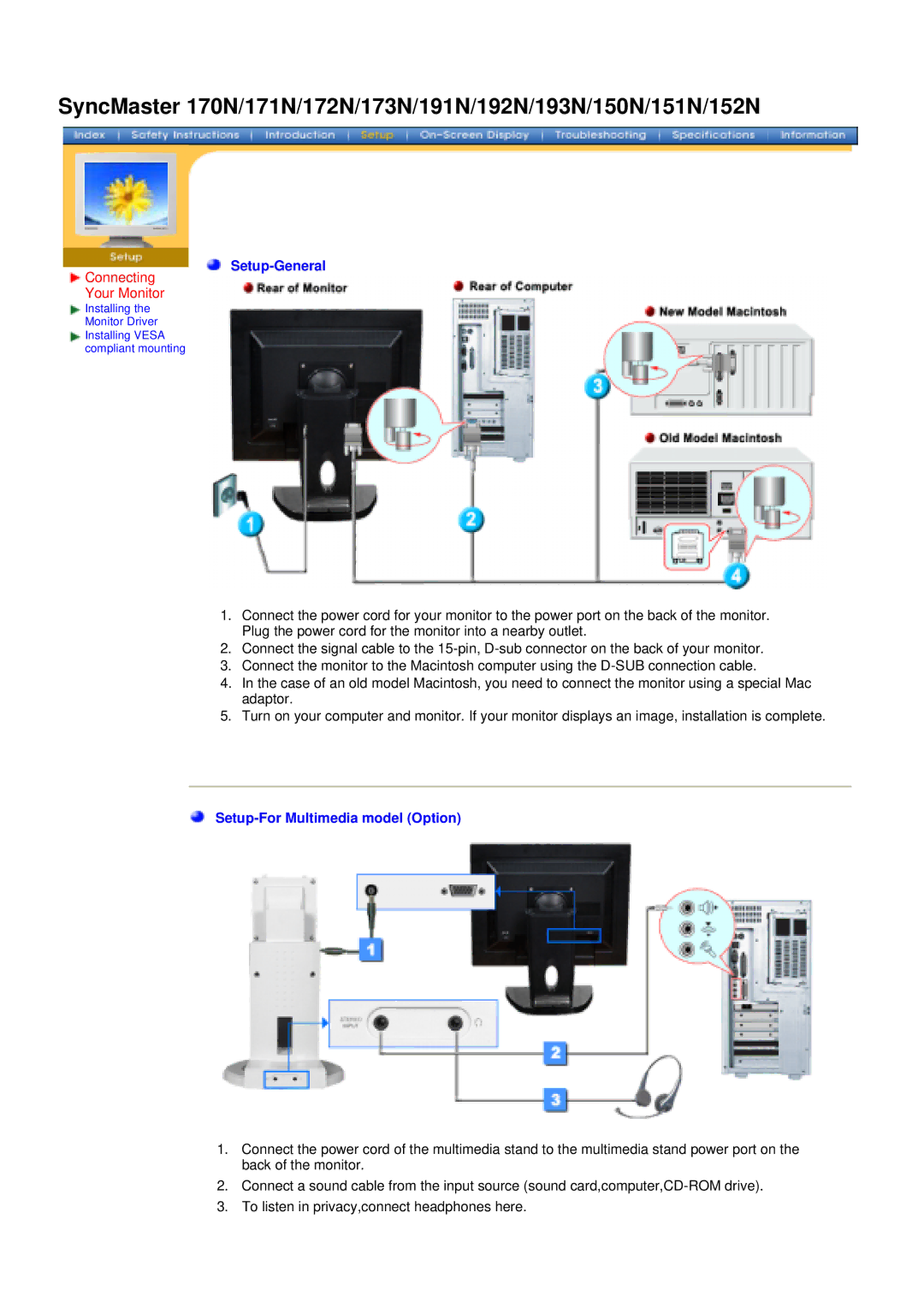 Samsung NB17ASHS/EDC, GH19ASBS, NB17ASBSY, NB15ASHN/EDC manual SyncMaster 170N/171N/172N/173N/191N/192N/193N/150N/151N/152N 