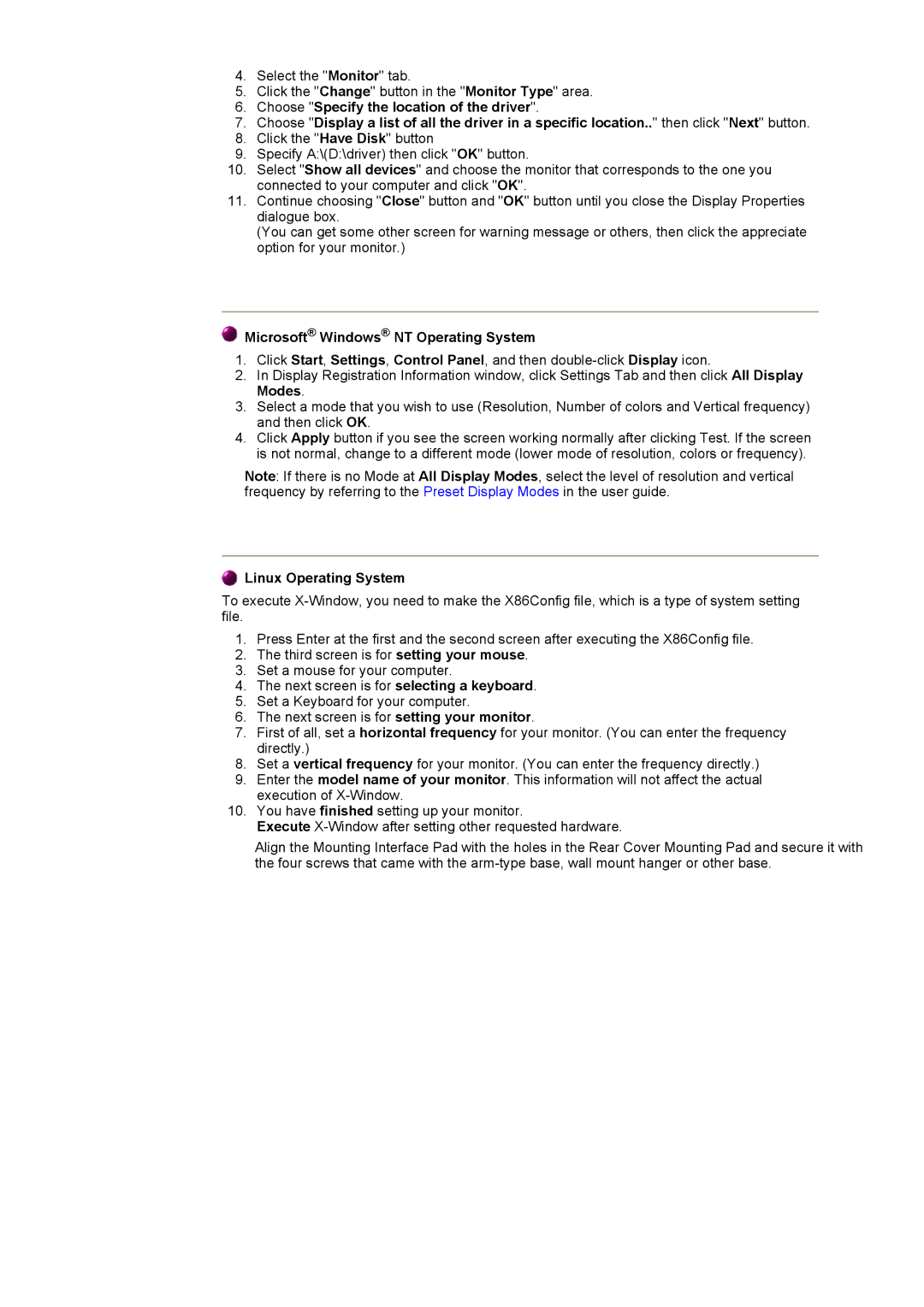 Samsung NB19BSHN/EDC, GH19ASBS, NB17ASBSY, NB15ASHN/EDC manual Microsoft Windows NT Operating System, Linux Operating System 