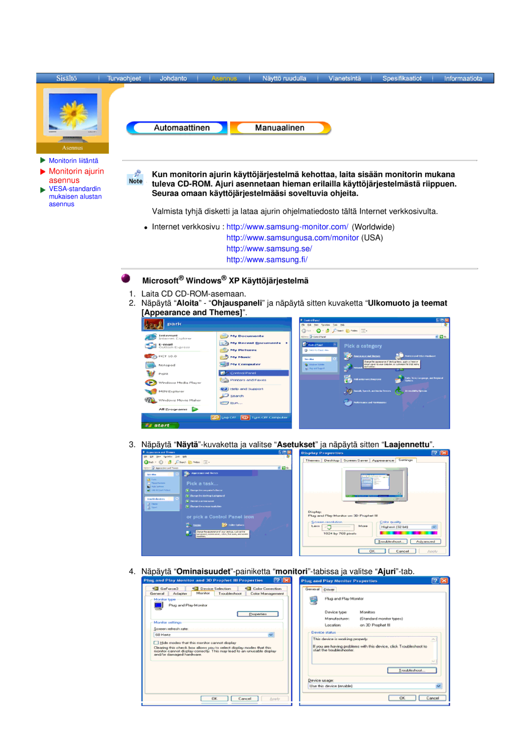 Samsung GH19AWBN/EDC manual Microsoft Windows XP Käyttöjärjestelmä 