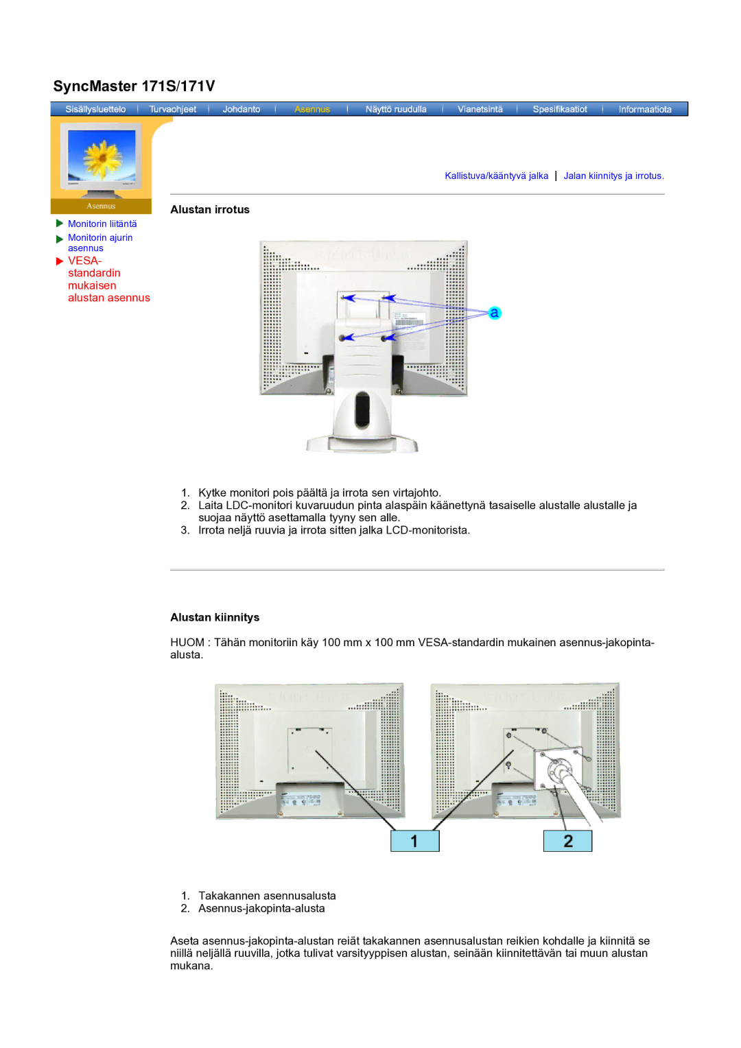 Samsung GH19AWBN/EDC manual SyncMaster 171S/171V 