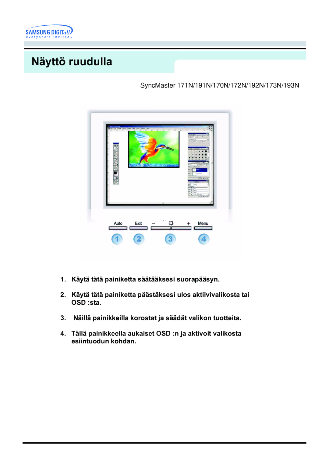 Samsung GH19AWBN/EDC manual Näyttö ruudulla 