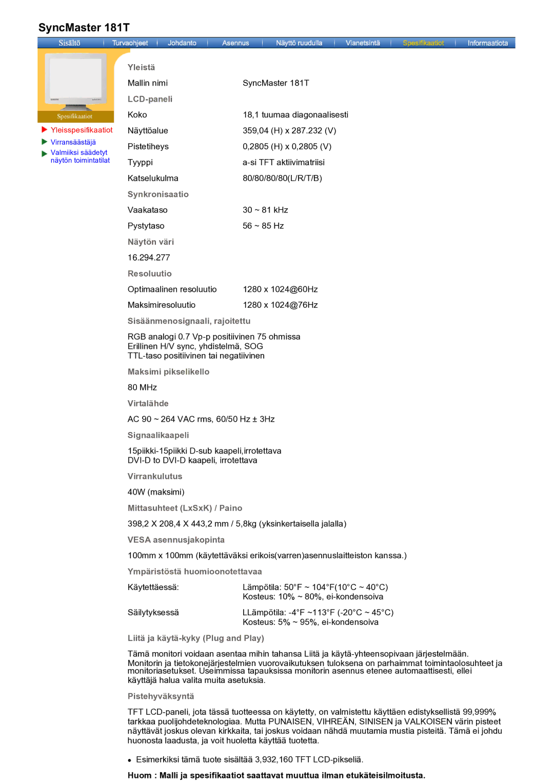 Samsung GH19AWBN/EDC manual Yleistä 