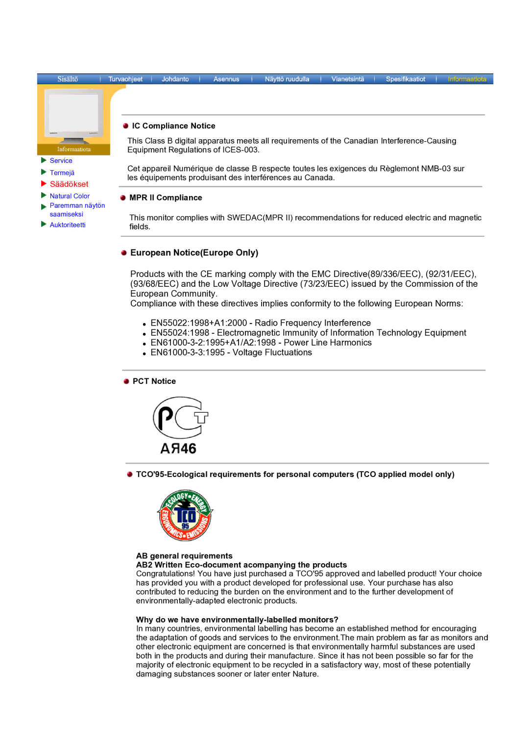 Samsung GH19AWBN/EDC manual IC Compliance Notice, MPR II Compliance, Why do we have environmentally-labelled monitors? 