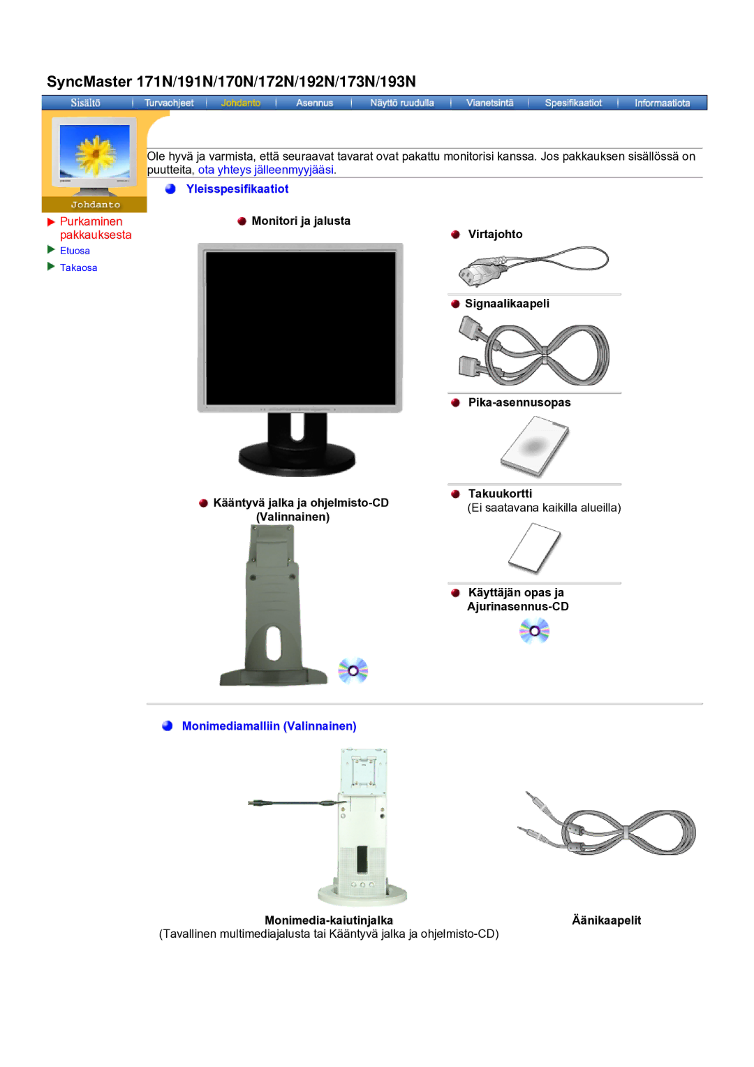 Samsung GH19AWBN/EDC manual SyncMaster 171N/191N/170N/172N/192N/173N/193N 