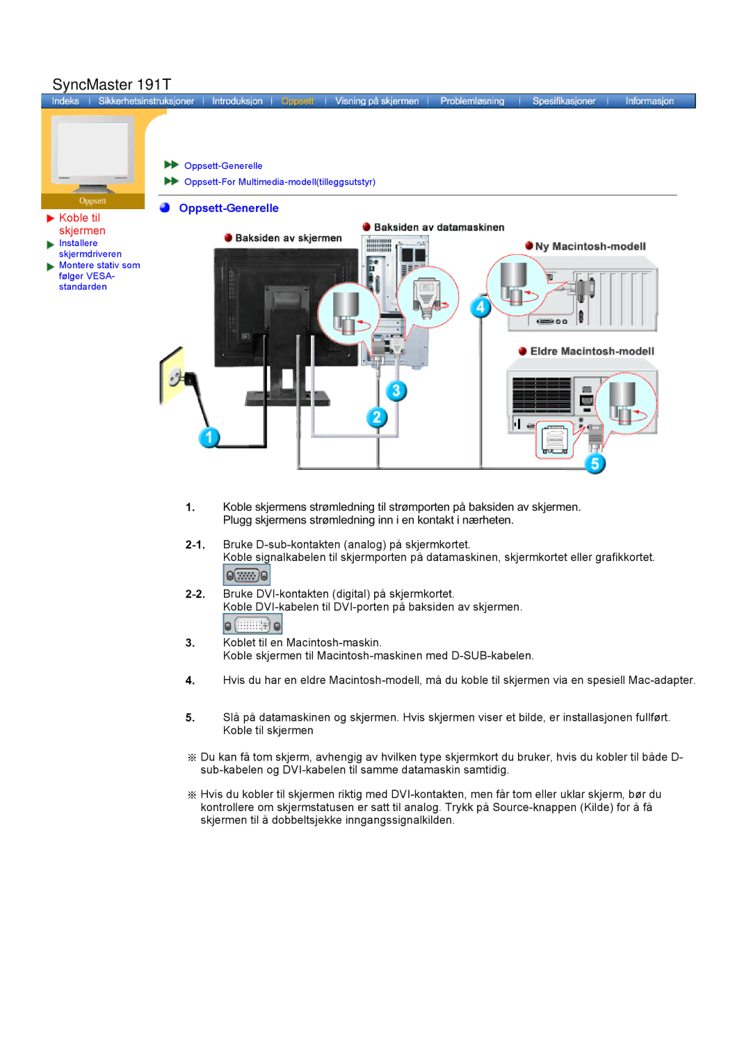 Samsung GH19AWBN/EDC manual Oppsett-Generelle 