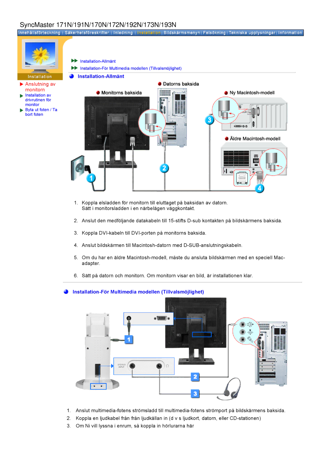 Samsung GH19AWBN/EDC manual SyncMaster 171N/191N/170N/172N/192N/173N/193N 