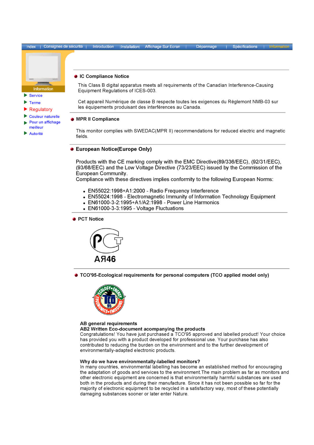 Samsung GH17LSSNJ, GH19BSAN/EDC IC Compliance Notice, MPR II Compliance, Why do we have environmentally-labelled monitors? 