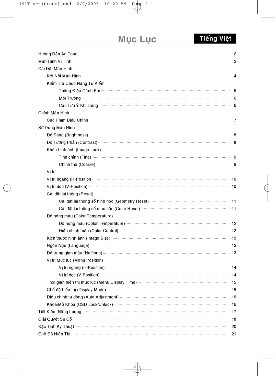 Samsung GH19BSASV/VNT, GH19BSAS/VNT manual Muïc Luïc, Tieáng Vieät 